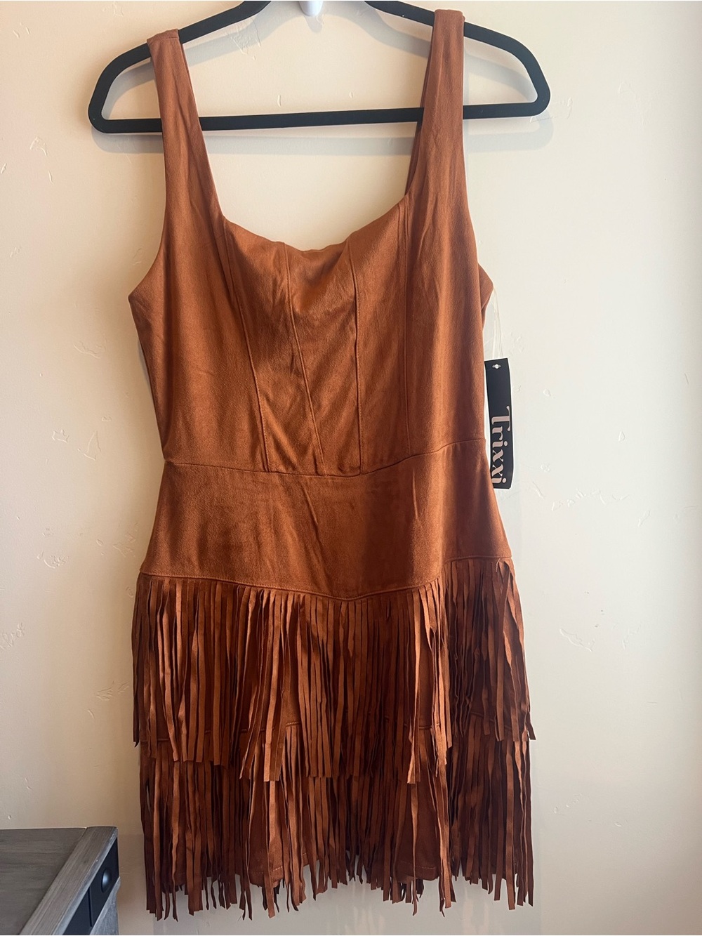 Trixxi Rust Suede Fringe Mini Dress